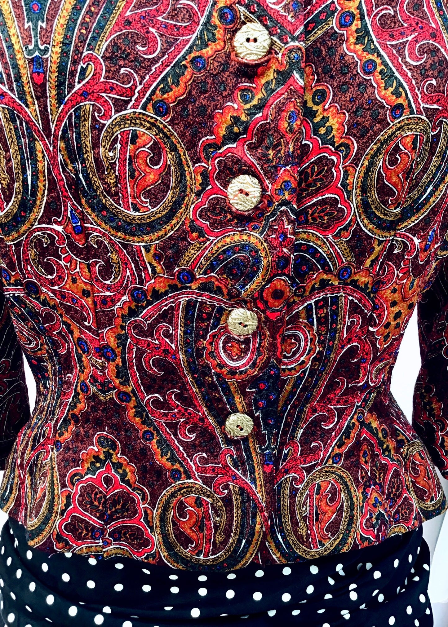 1980s Vintage Silk Paisley Cropped Jacket • Size 40B • Louisa Couture