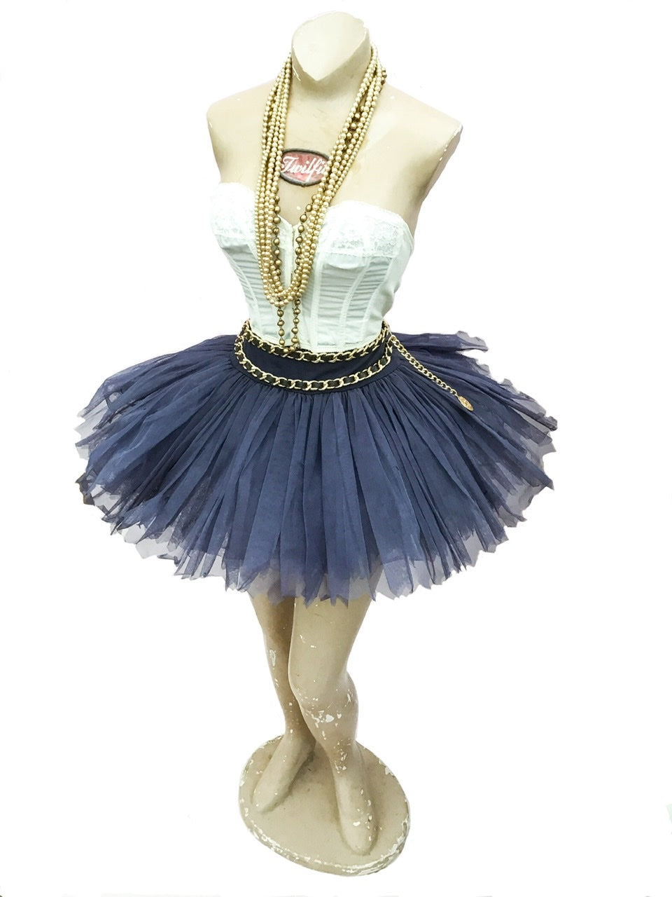original blue net ballerina tutu, ballet costume, fabulous interior decoration