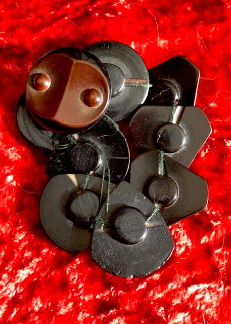 3 Sets of 3 1940s Vintage Brown Bakelite Buttons