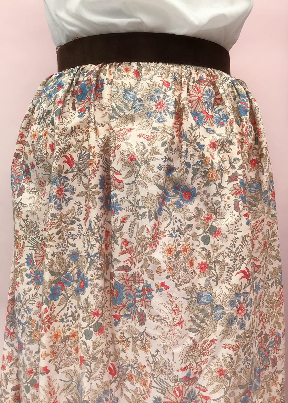 1970s Vintage Liberty Print Chintz Floral Cotton Summer Skirt