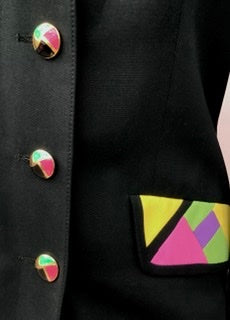 1990s Vintage Louis Féraud Blazer | Matching Block Colour Blouse