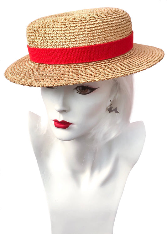 1920s Original Vintage Ridgemont Straw Boater Hat
