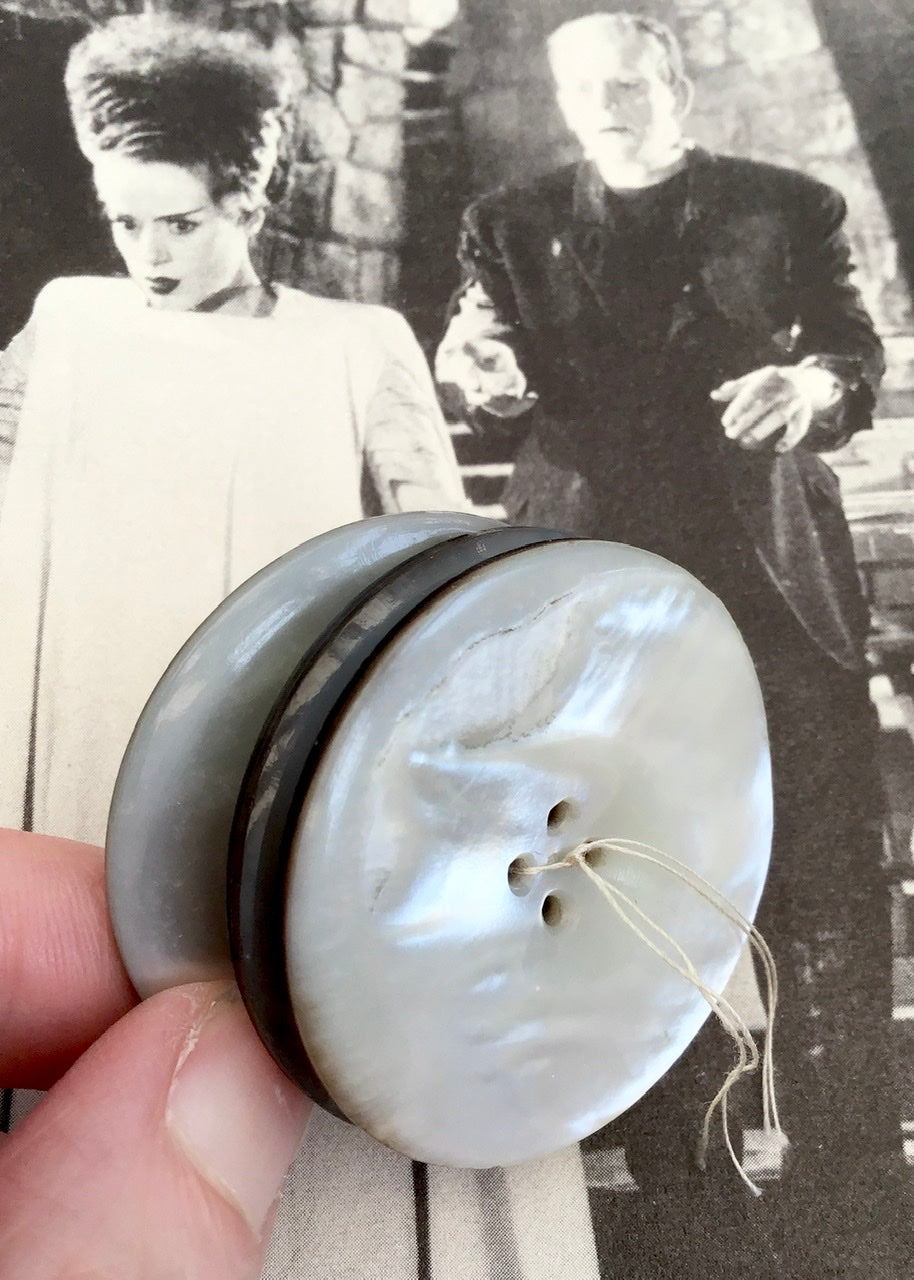 Three Super Large Vintage Dark Mother of Pearl Buttons