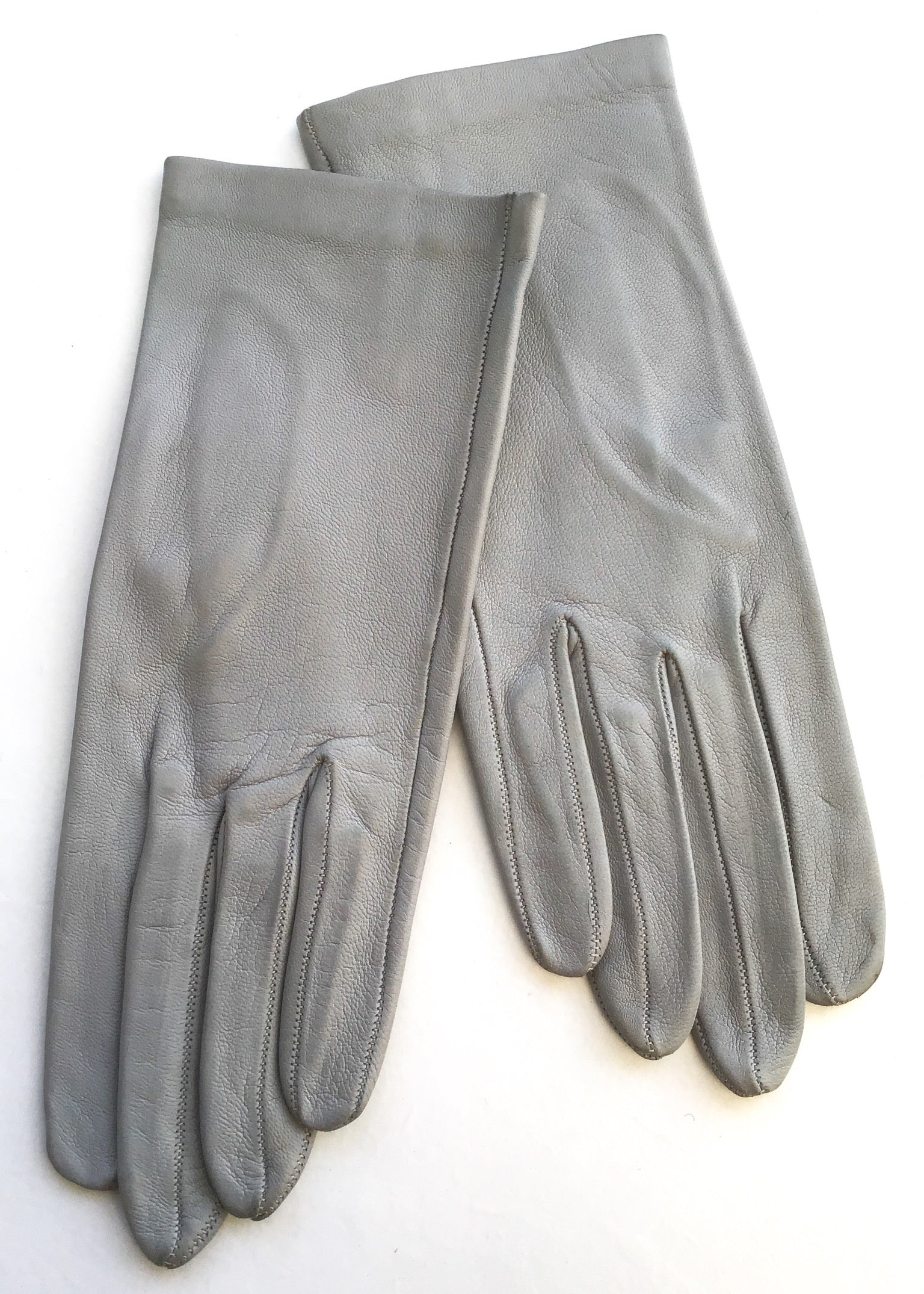 Light grey shop leather gloves