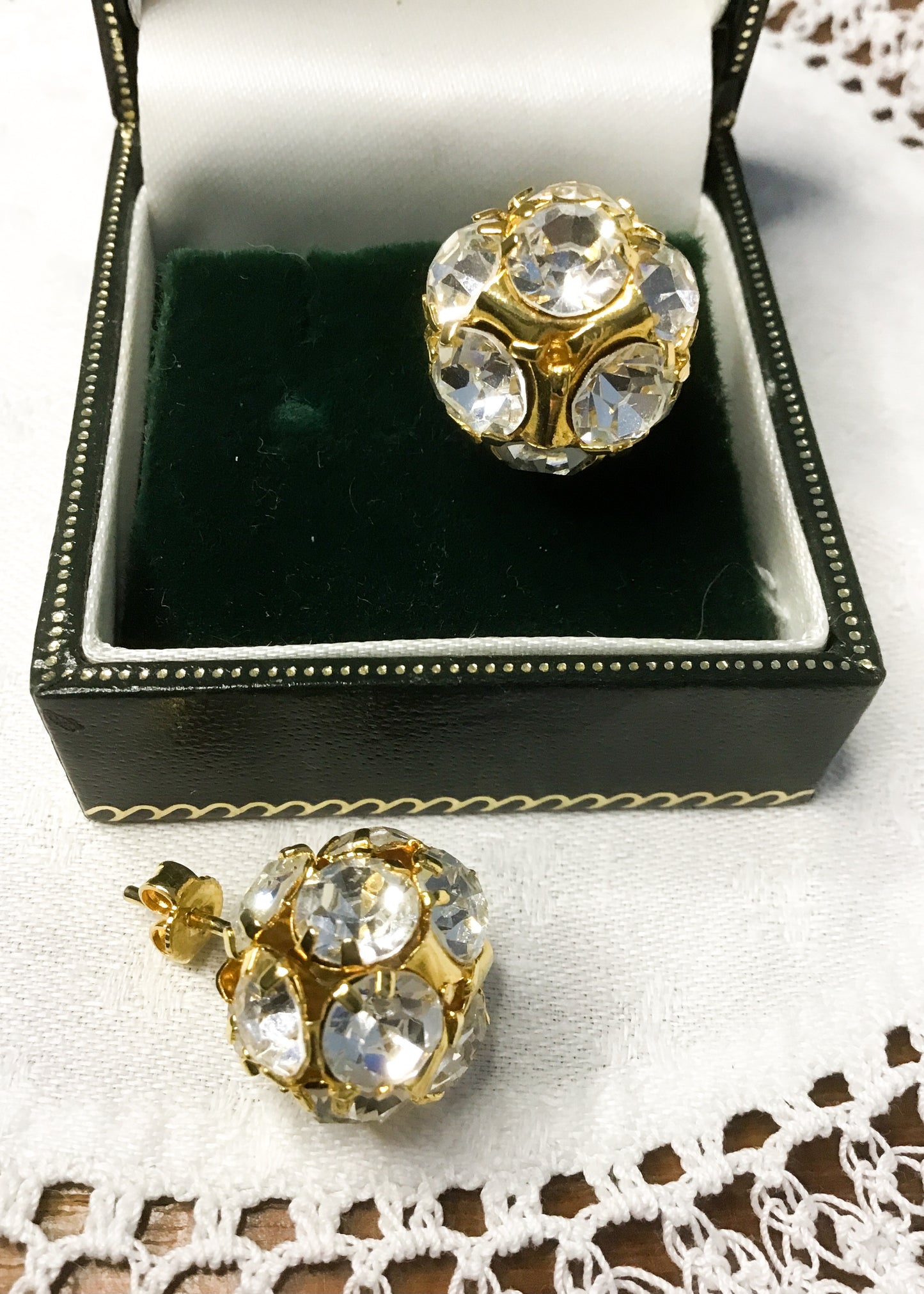 Sparkly Swarovski Crystal Globe Statement Earrings • Studs for Pierced Ears