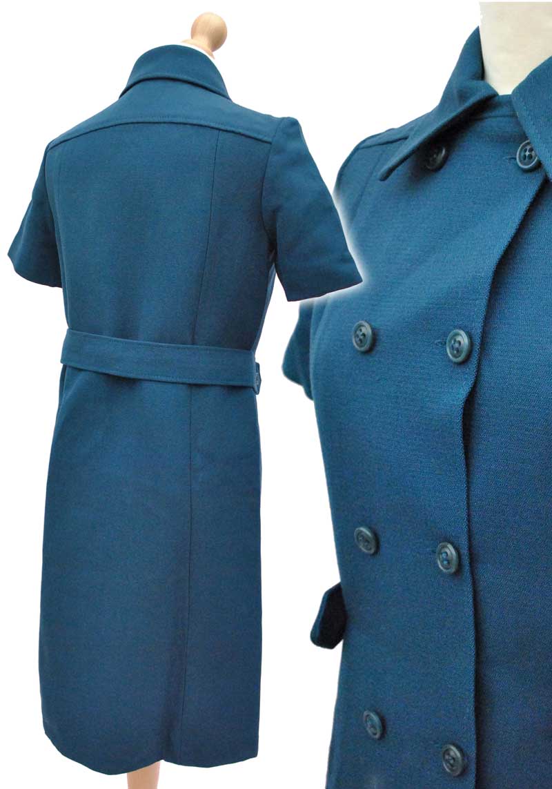 Vintage 60s Jaeger Teal Blue Mod Scooter Dress • 36"B • Pure Wool