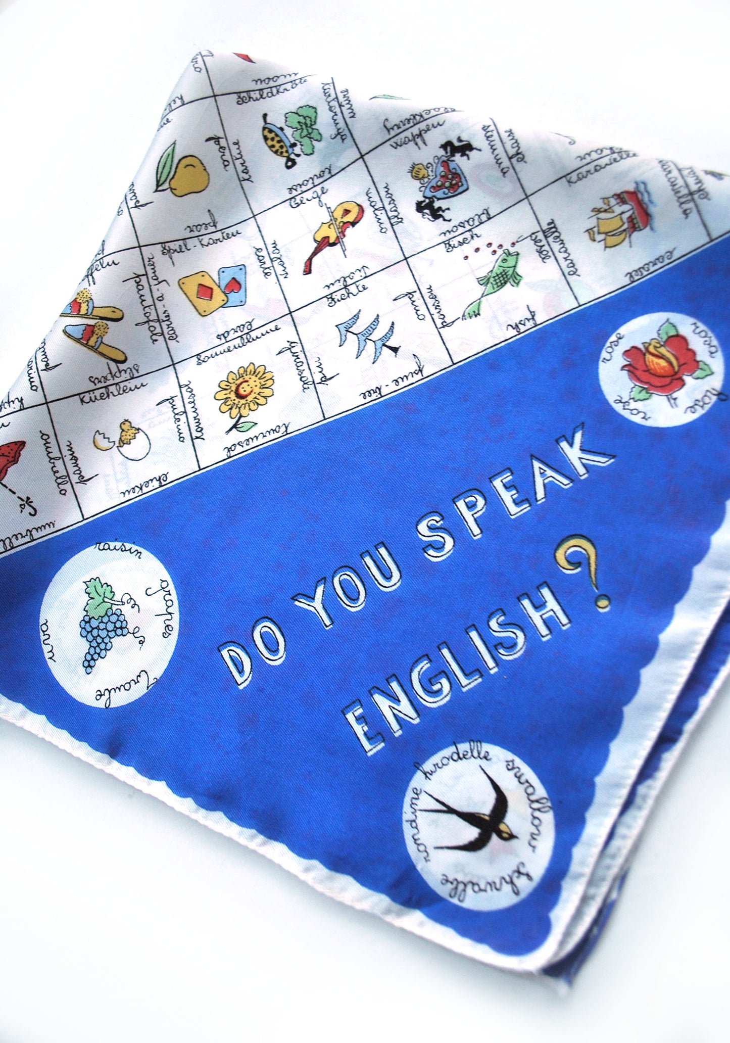 Vintage 50s Novelty Language Silk Scarf • Do You Speak English