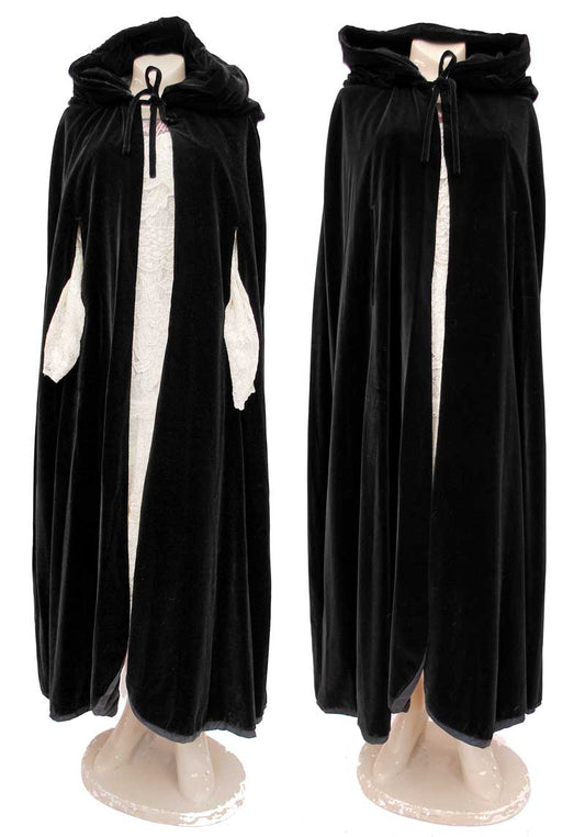 jet black luxurious velvet cape, vampire dracula cloak