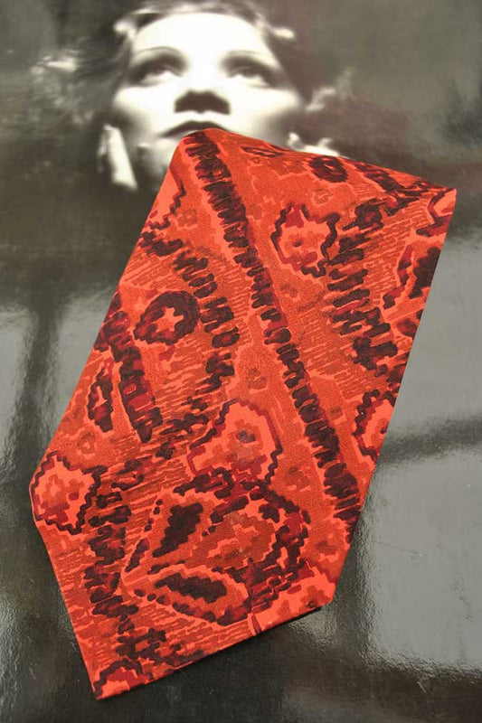 Vintage Red Batik Airey & Wheeler Tie • Hand Printed Neck Tie