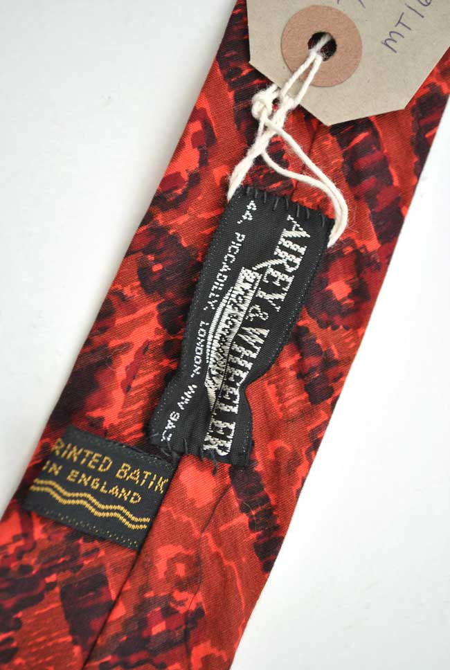 Vintage Red Batik Airey & Wheeler Tie • Hand Printed Neck Tie