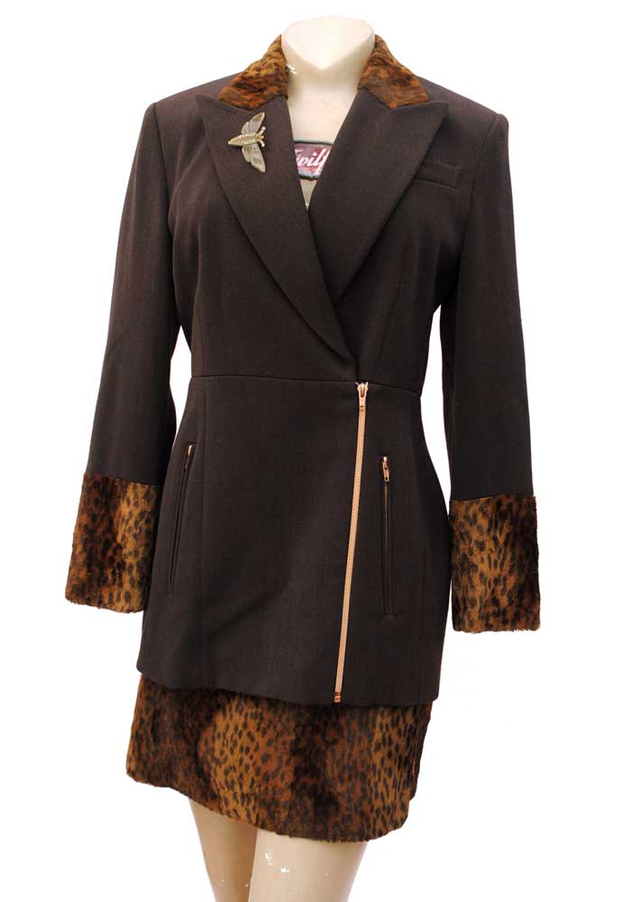 punk 90s leopard print skirt suit by Jean Paul