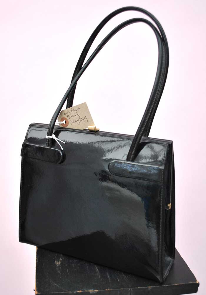 black patent kelly bag