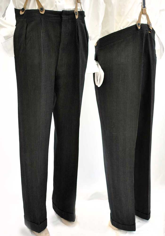 1950s Early 60s Men's Vintage Black Pinstripe 3 Piece Suit 44-45”L
