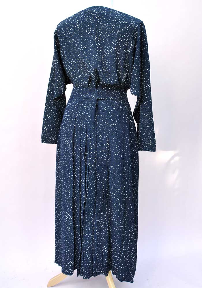 Vintage 80s Blue Caroline Charles Silk Pleated Skirt Suit
