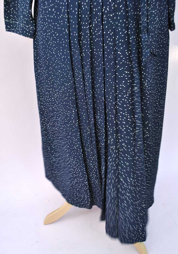 Vintage 80s Blue Caroline Charles Silk Pleated Skirt Suit