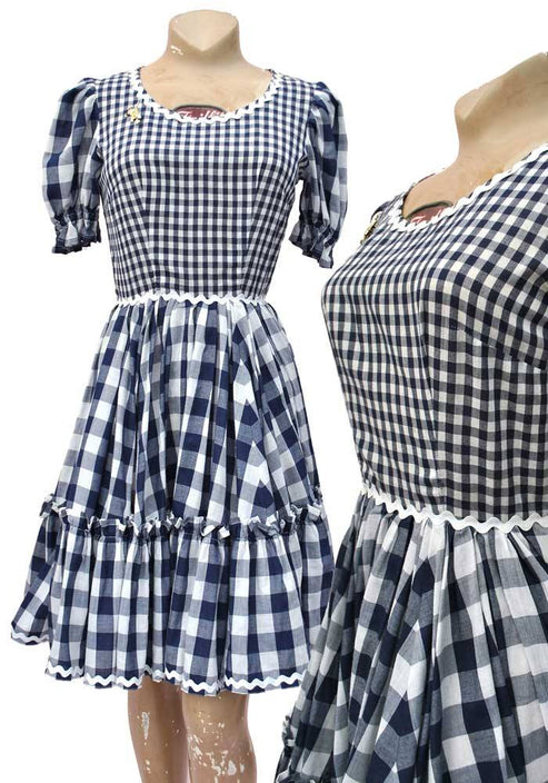 1960s Vintage Blue Gingham Square Dance Dress • Rockabilly – Top Notch ...