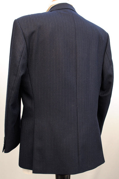 Men's Vintage Dunn & Co Navy Blue Pinstripe Suit 42S