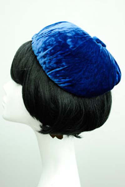 vintage 50s blue velvet juliet hat