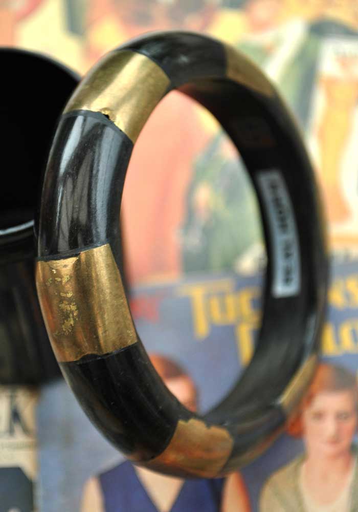 Black Horn and Brass Bangle Bracelet • Hand Made in India
