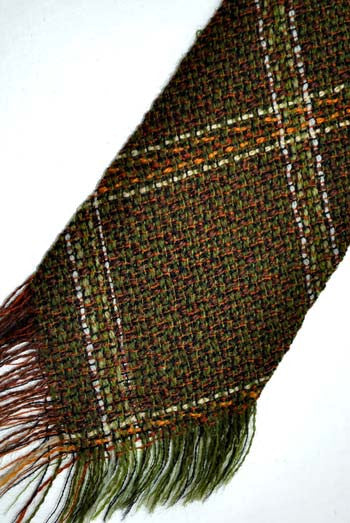 vintage brown checked tweed tie with fringed ends