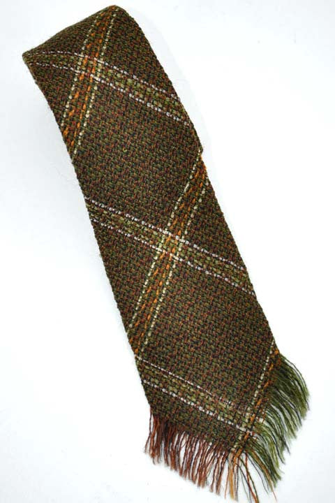 Men's Vintage 50's Slim Brown Fringed Tweed Neck Tie