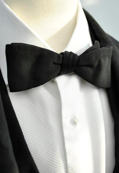 Men's Vintage 40s Black Faille Clip On Bow Tie