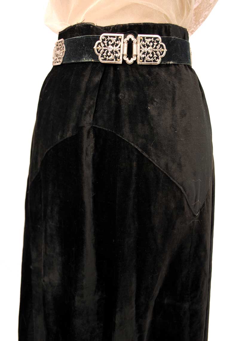 Antique Edwardian Black Velvet Skirt