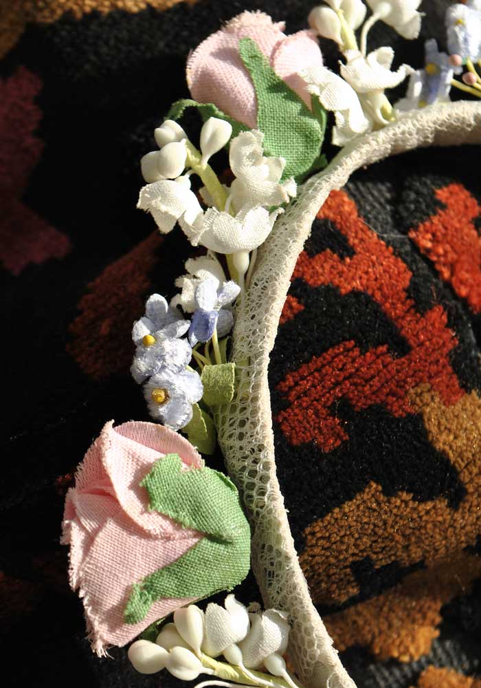 fabric roses, lily of the valley flowers headband