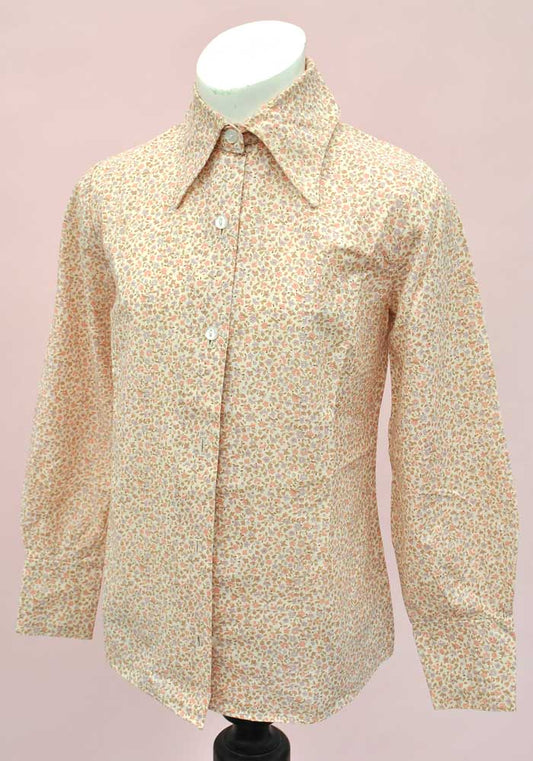 girls 60s vintage ditsy print floral blouse