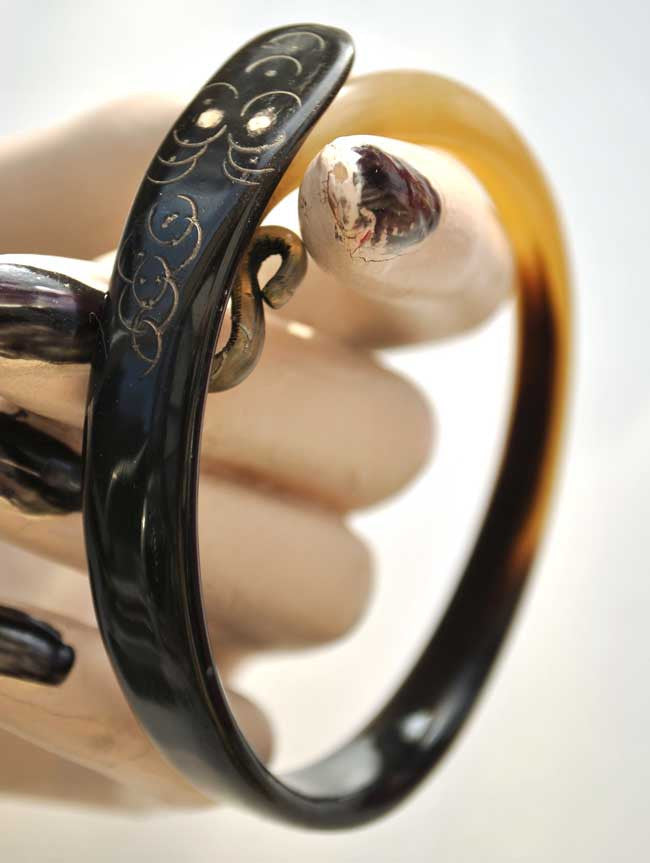 antique horn snake bracelet, flapper horn snake bangle