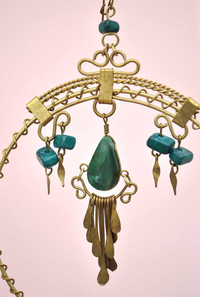 vintage turquoise brass hoop zuni earrings, large gypsy boho hooped earrings