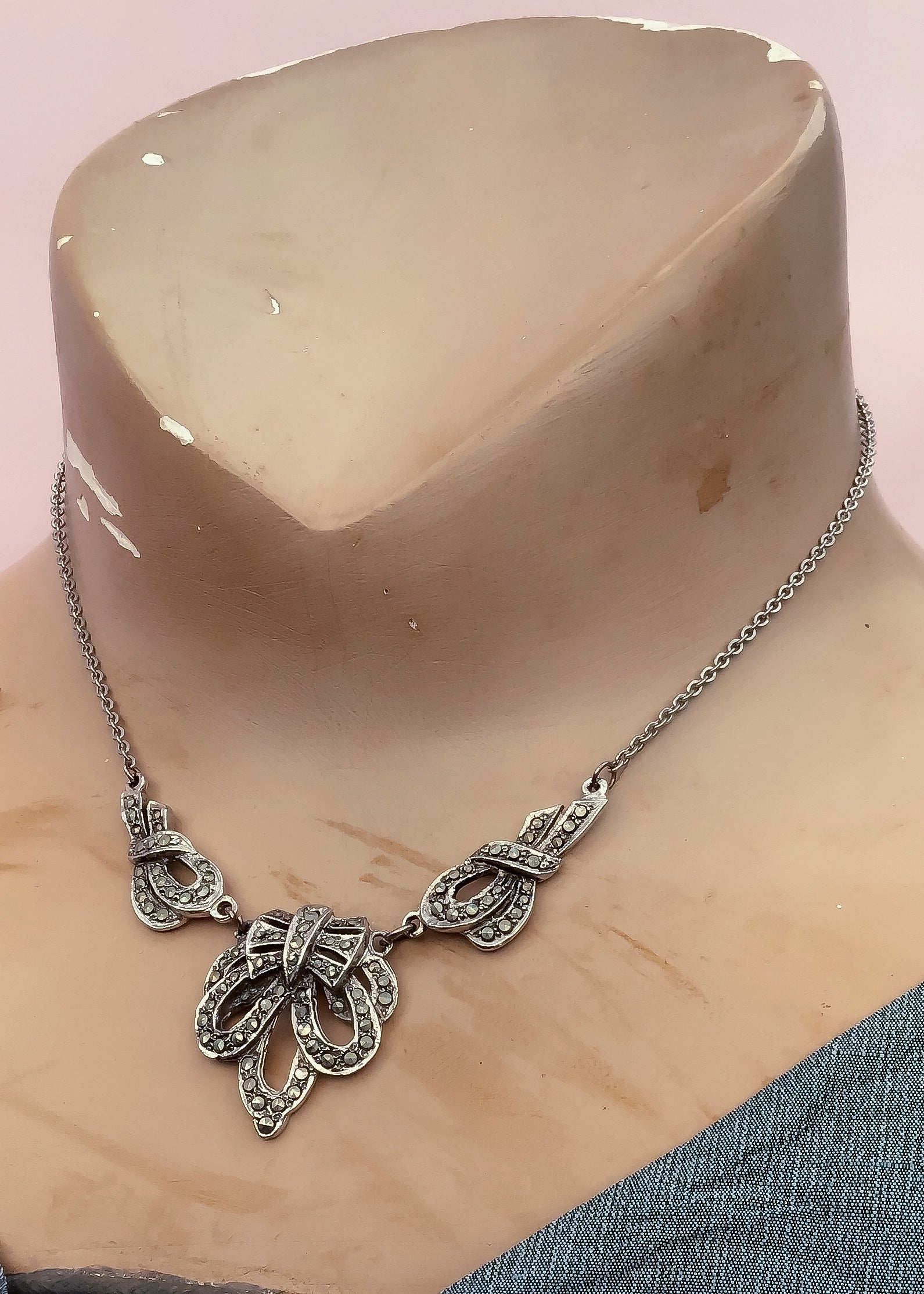 Silver sale marcasite necklace