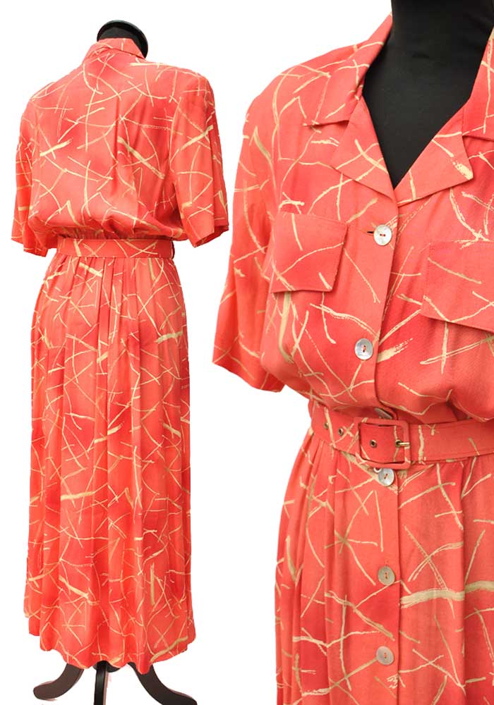coral pink shirtwaister dress,