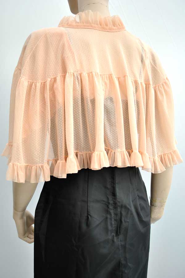 1960s Vintage Peach Lacey Boudoir Jacket Lingerie Cape