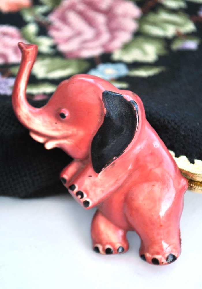 1940s Nicholas Barbieri celluloid plastic pink elephant