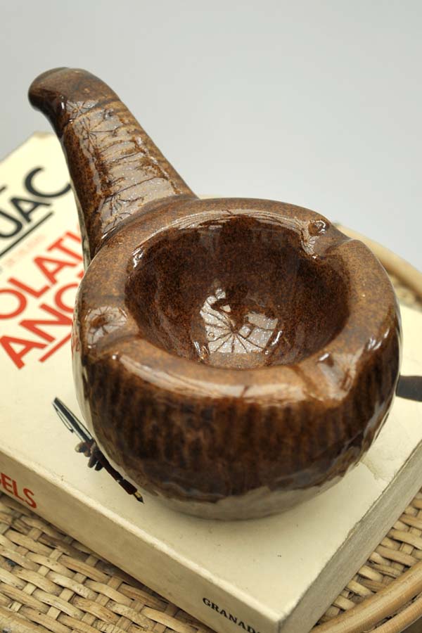 vintage ceramic pipe shaped ashtray