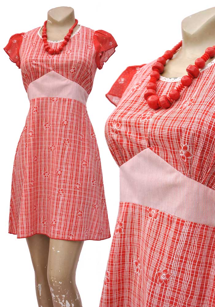 vintage 60s red cotton mini dress