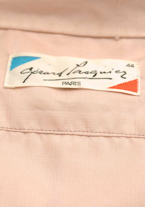 Vintage 70s Shell Pink Silk Shirt Waister Dress • Gérard Pasquier
