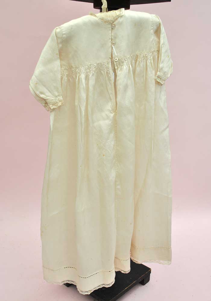 Babies Vintage Silk Embroidered Christening Gown Dress