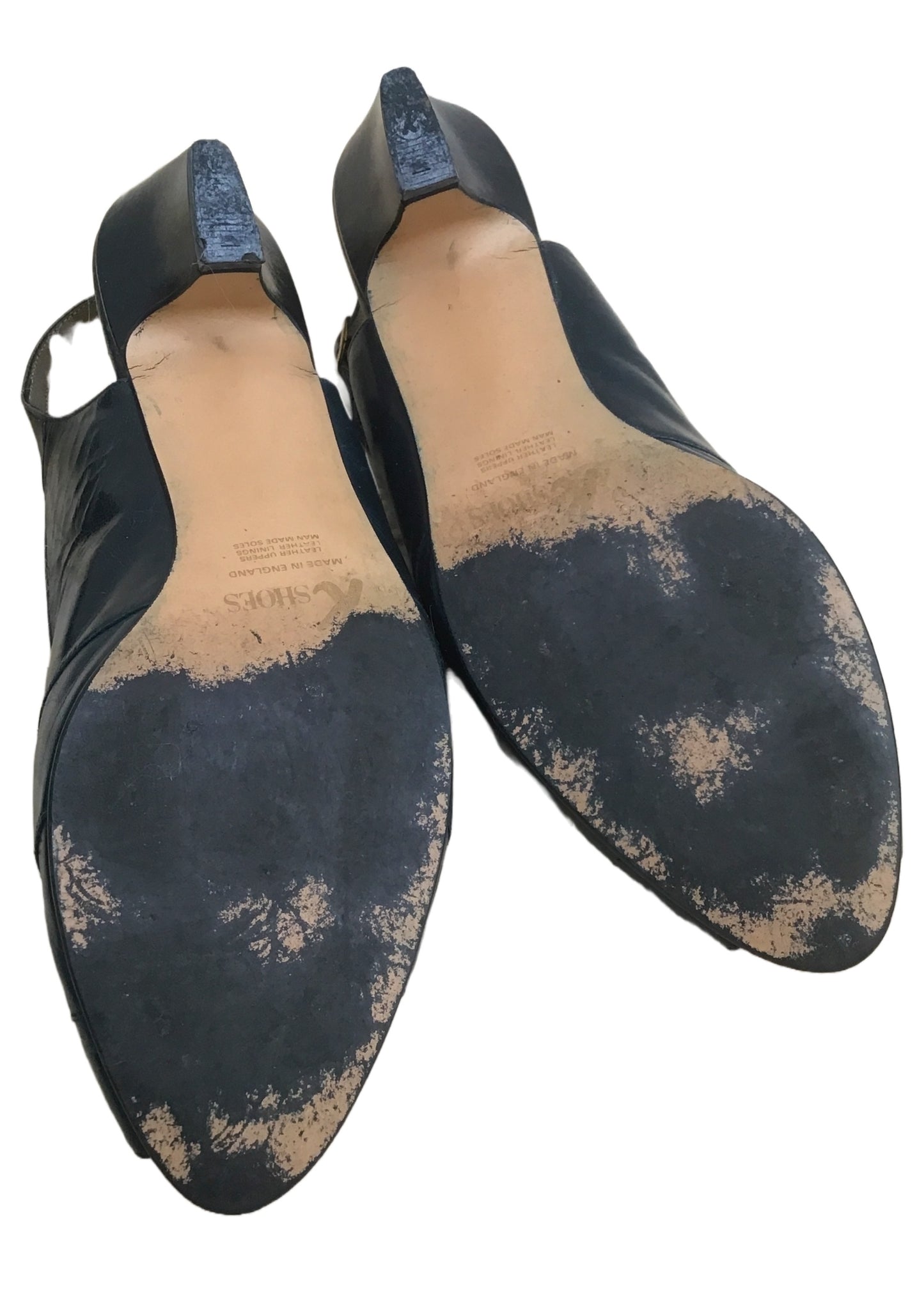 Vintage 80s Navy Blue K Slingback Sandals Shoes • Clarkes Shoes • size UK7A