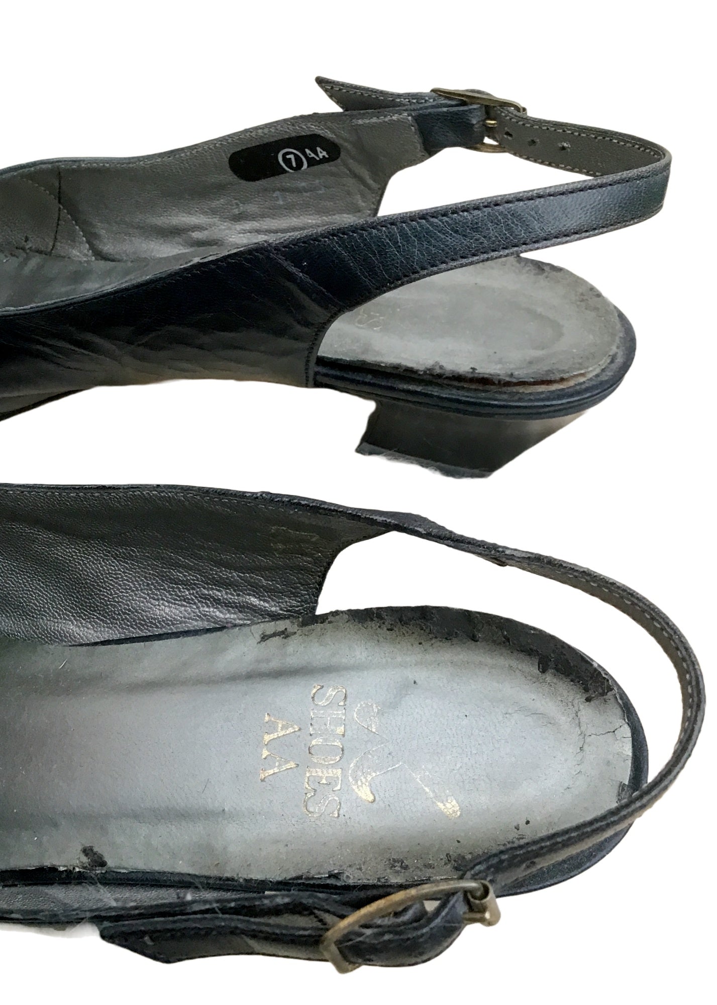 Vintage 80s Navy Blue K Slingback Sandals Shoes • Clarkes Shoes • size UK7A