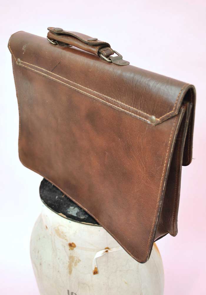 Vintage Steampunk Leather Briefcase • Brass Clasps