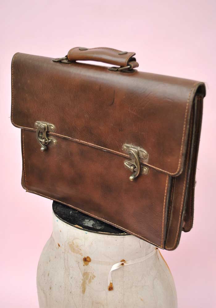 Vintage Steampunk Leather Briefcase • Brass Clasps