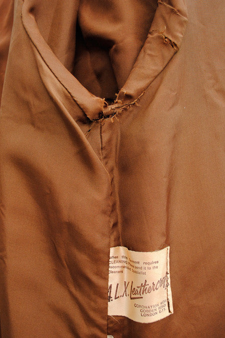 Women's Vintage 50s Long Brown Suede and Leather Coat