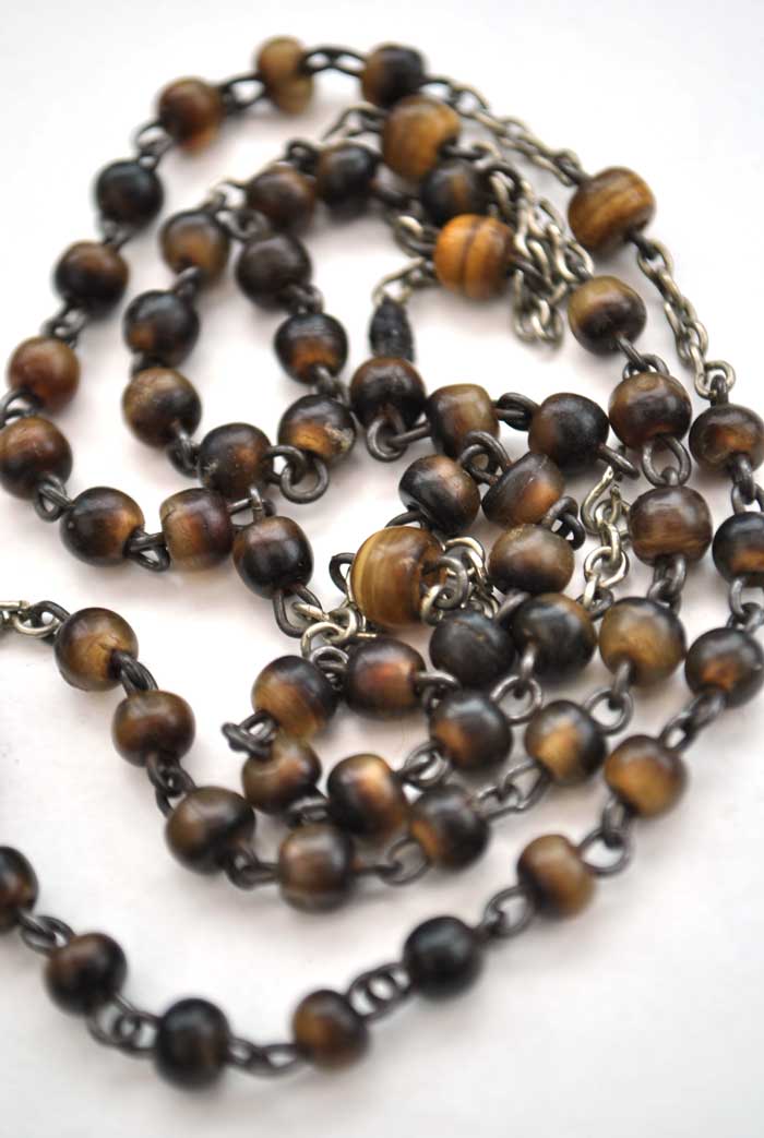 vintage tigers eye rosary beads