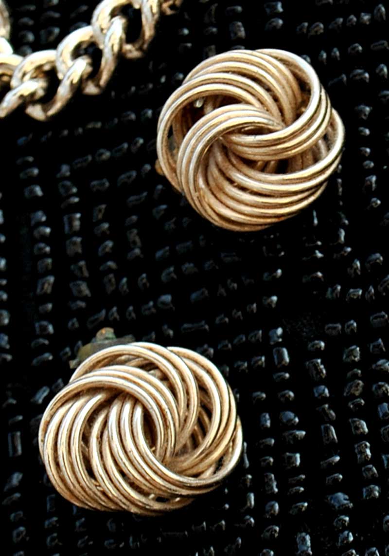 1950s Vintage Goldtone Twisted Wire Costume Jewellery Parure Set • Necklace Bracelet Earrings