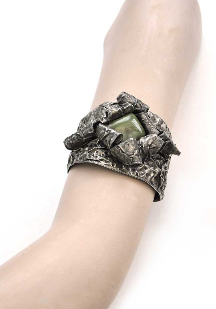 crinkled pewter scrolls upper arm bracelet cuff