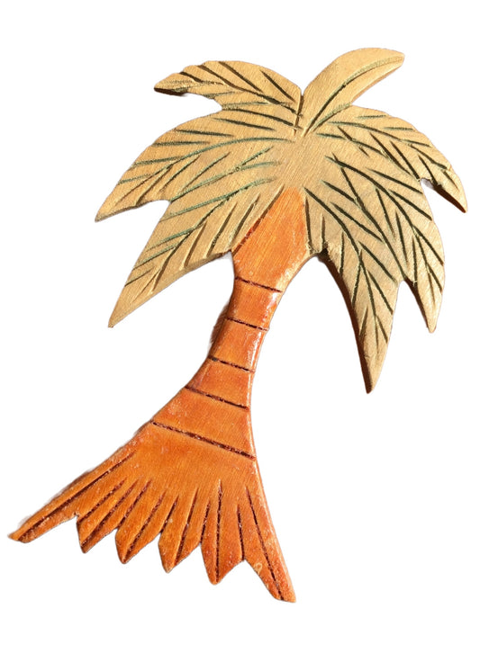 Fun Retro Wooden Tropical Palm Tree Brooch Pin