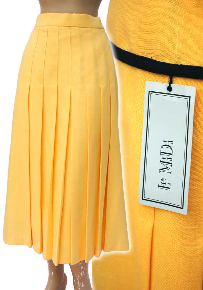 Vintage 80s Yellow and Black Skirt Suit Set • Marion Donaldson • Pleated Skirt